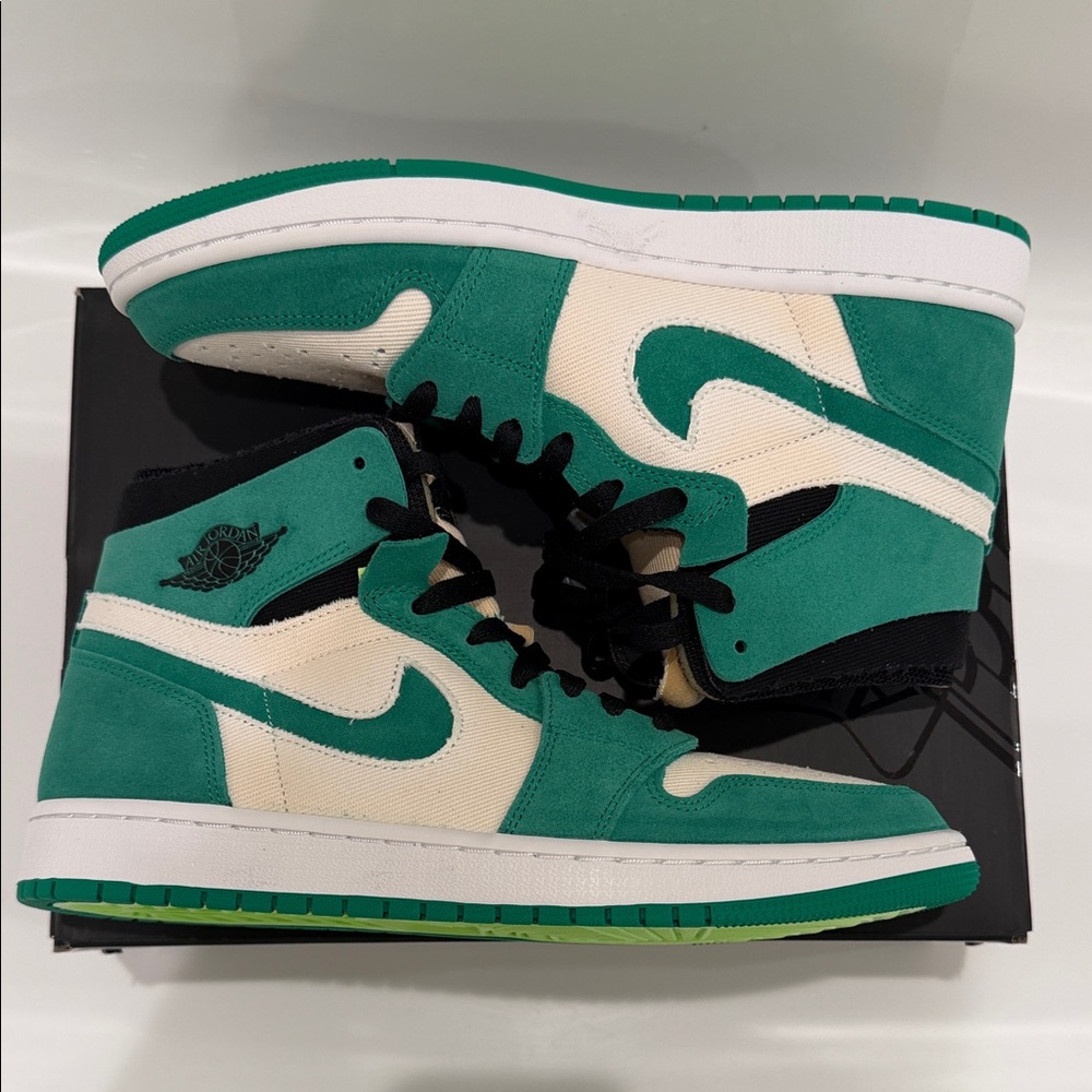 Air Jordan 1 High Green & White Sneakers US10